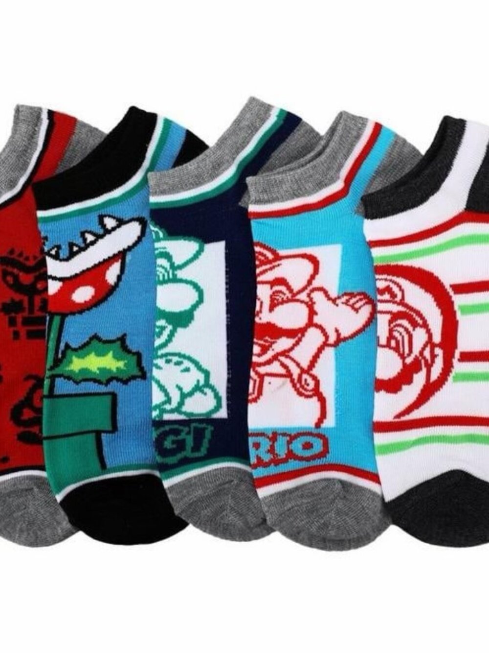 Super Mario 5-Pair Unisex Art Ankle Socks NWT SHIPS FAST